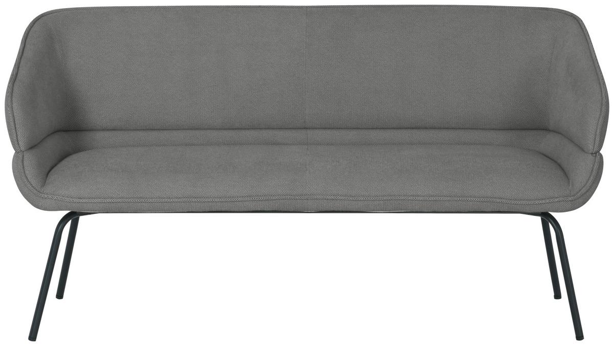 Sitzbank Serena Leinenoptik Grau, B: 160 cm - Schwarz/Grau, KONVENTIONELL, Holz/Textil (160/87/62cm)