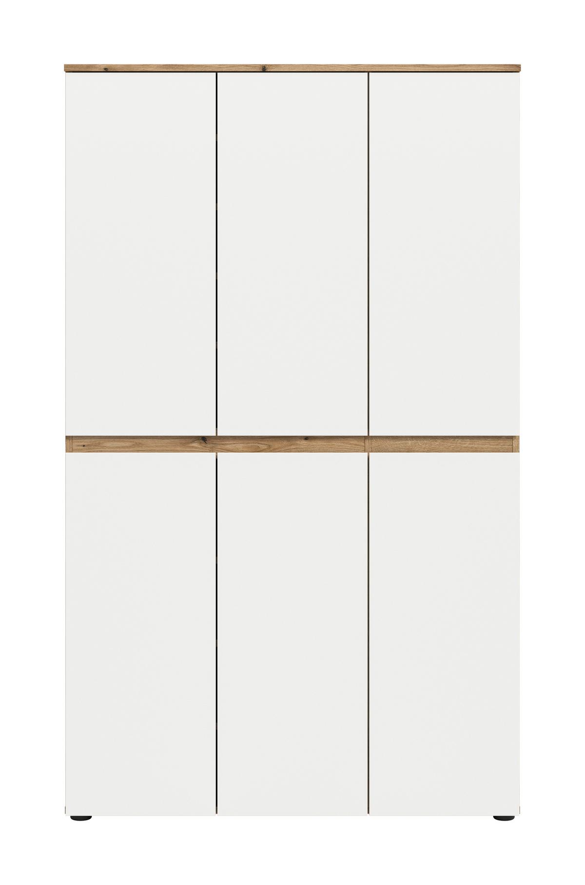 Garderobenschrank Scarpa Weiß/eichefarben B: 105 Cm - Eichefarben/Schwarz, Design, Holzwerkstoff (105/175/37cm) - Livetastic