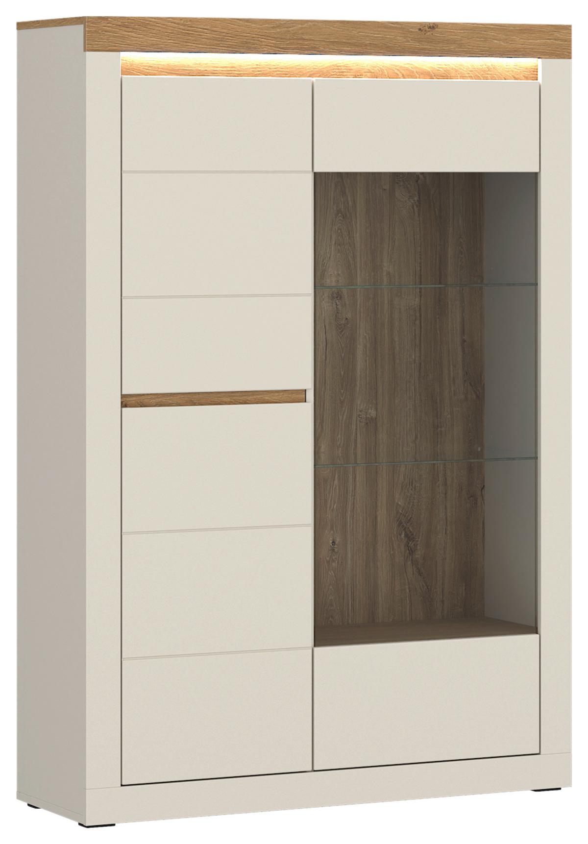 Vitrine Naxxar Eichefarben/kaschmir B: 104,2 - Kaschmir/Eichefarben, Trend, Glas/Holzwerkstoff (104,2/156,3/39,6cm)