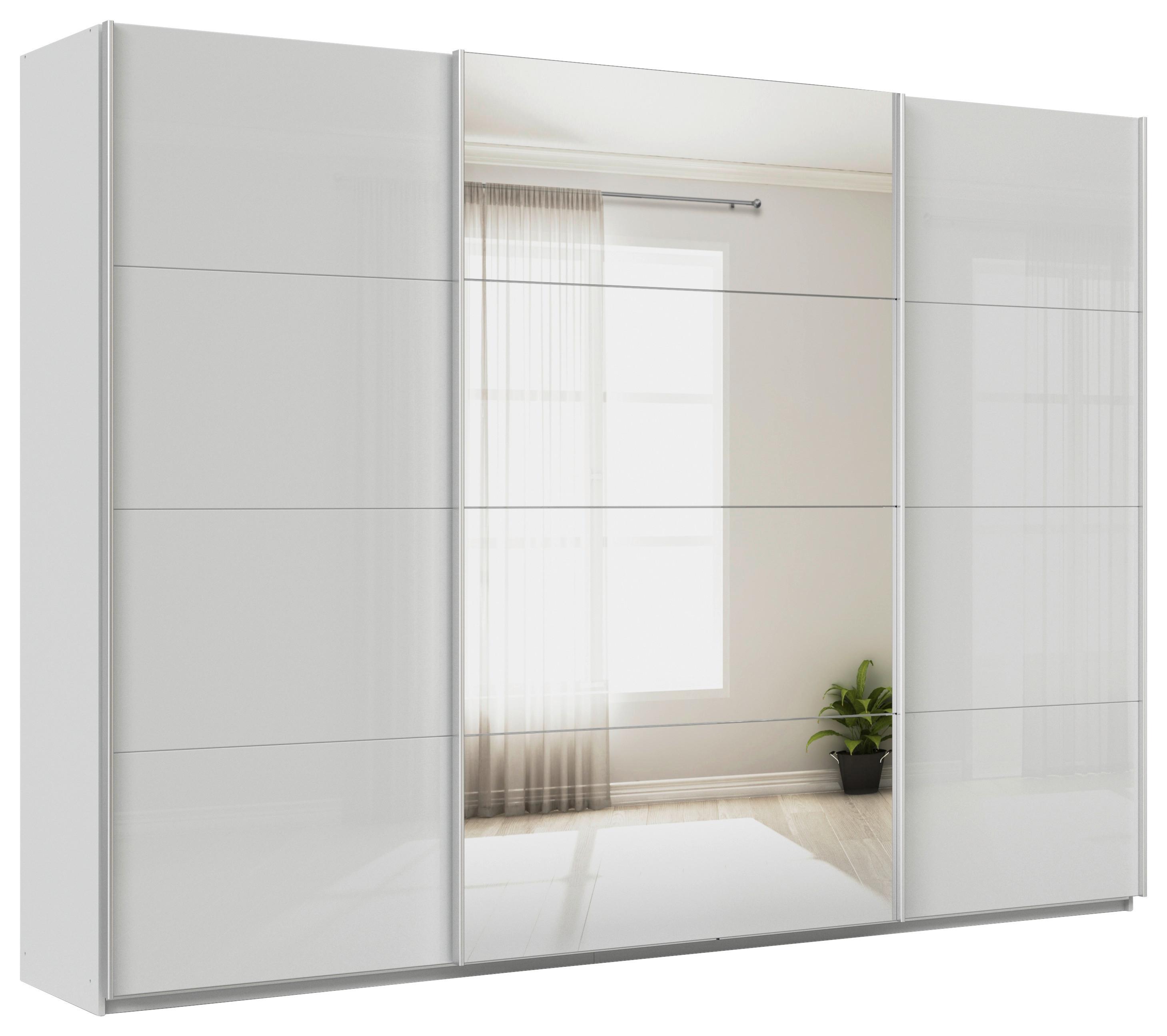 Schwebetüresnchrank Mit Spiegel B: 315cm Feldkirch - Grau Hochglanz/Silberfarben, MODERN, Glas/Holzwerkstoff (315/229/62cm)