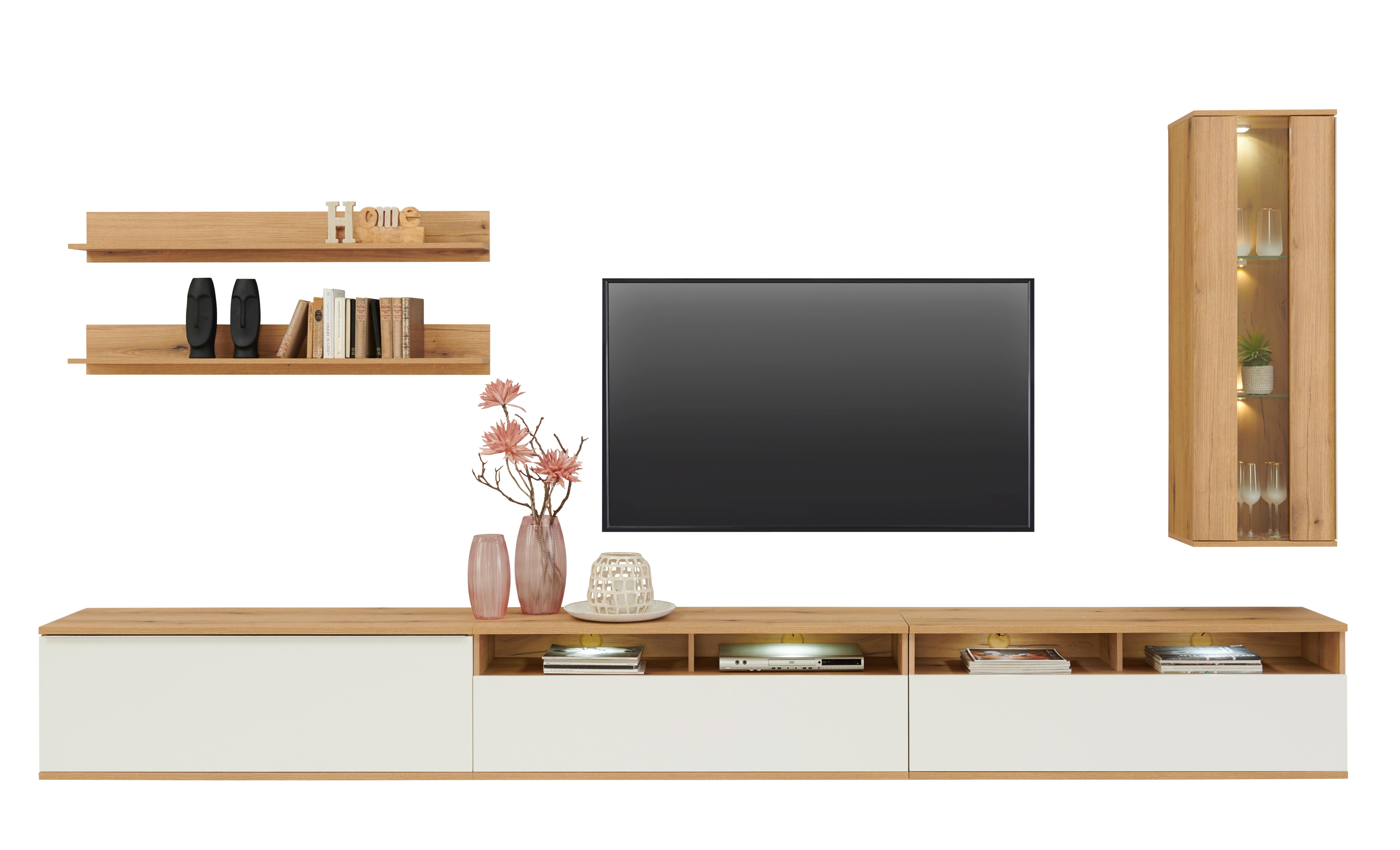 Wohnkombination 6 -Teilig. Power Alpinweiß - MODERN, Holzwerkstoff (382,5/219,2/40cm)