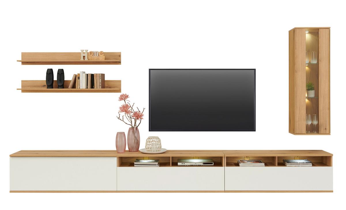 Wohnkombination 6 -Teilig. Power Alpinweiß - MODERN, Holzwerkstoff (382,5/219,2/40cm)