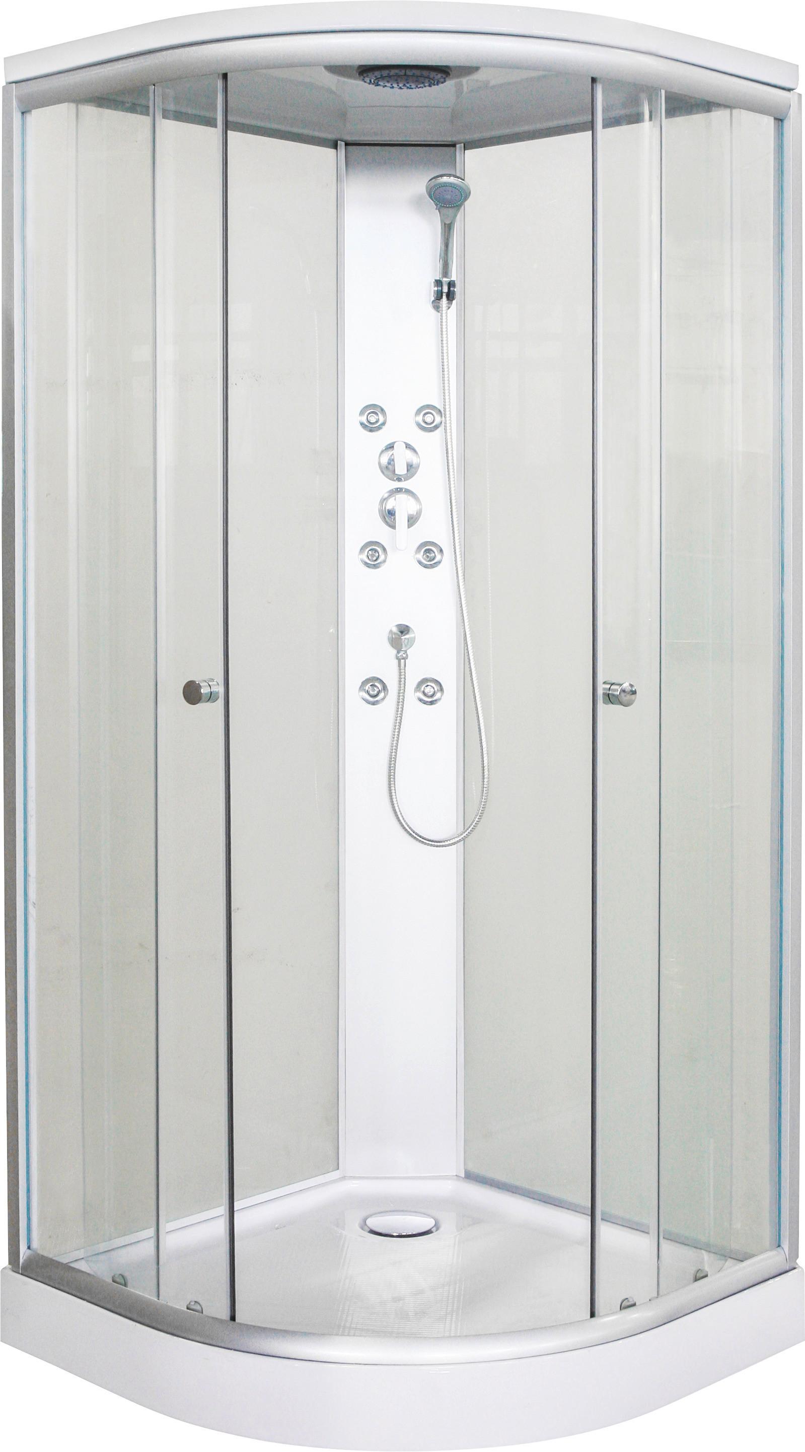 Zuhanykabin Tc01 - króm/fehér, Konventionell, műanyag/Üveg (90/90/210cm)