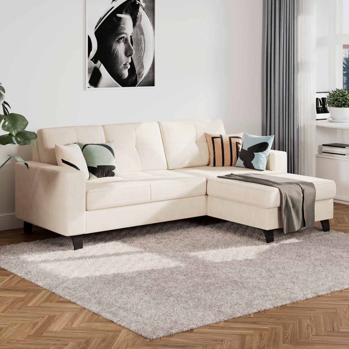 Ecksofa Varese naturfarben, B: 239 cm - Beige/Schwarz, KONVENTIONELL, Textil (239/164cm) - James Wood