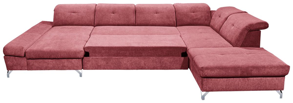 Ecksofa Melfi Beere U: 168 Cm - Beere/Silberfarben, MODERN, Textil (168/350/245cm) - MID.YOU