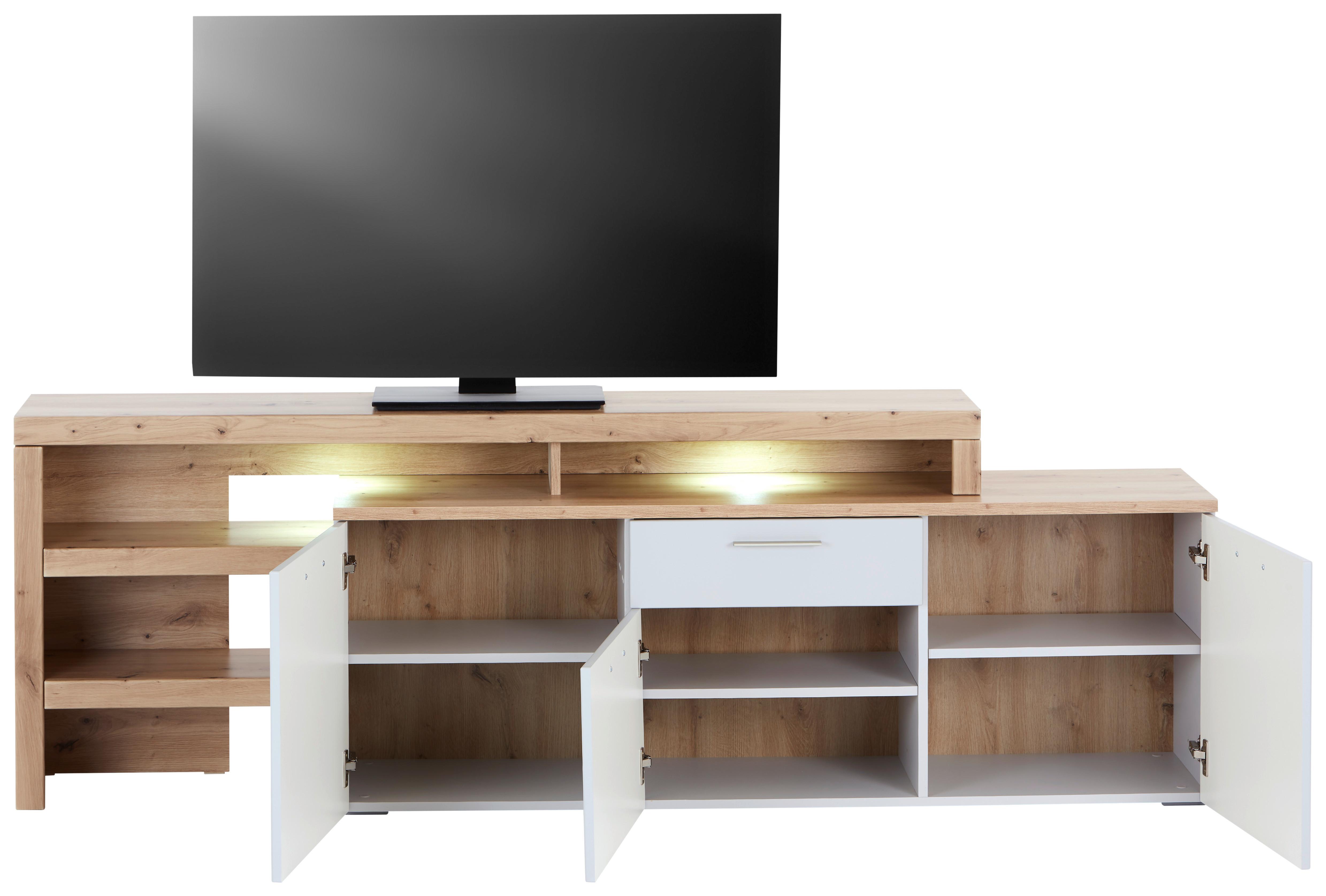 TV-Element Twin B: 205-278,2 cm Hellgrau/Eiche Dekor - Silberfarben/Hellgrau, MODERN, Holzwerkstoff (205-278,2/68,2/37,2cm)