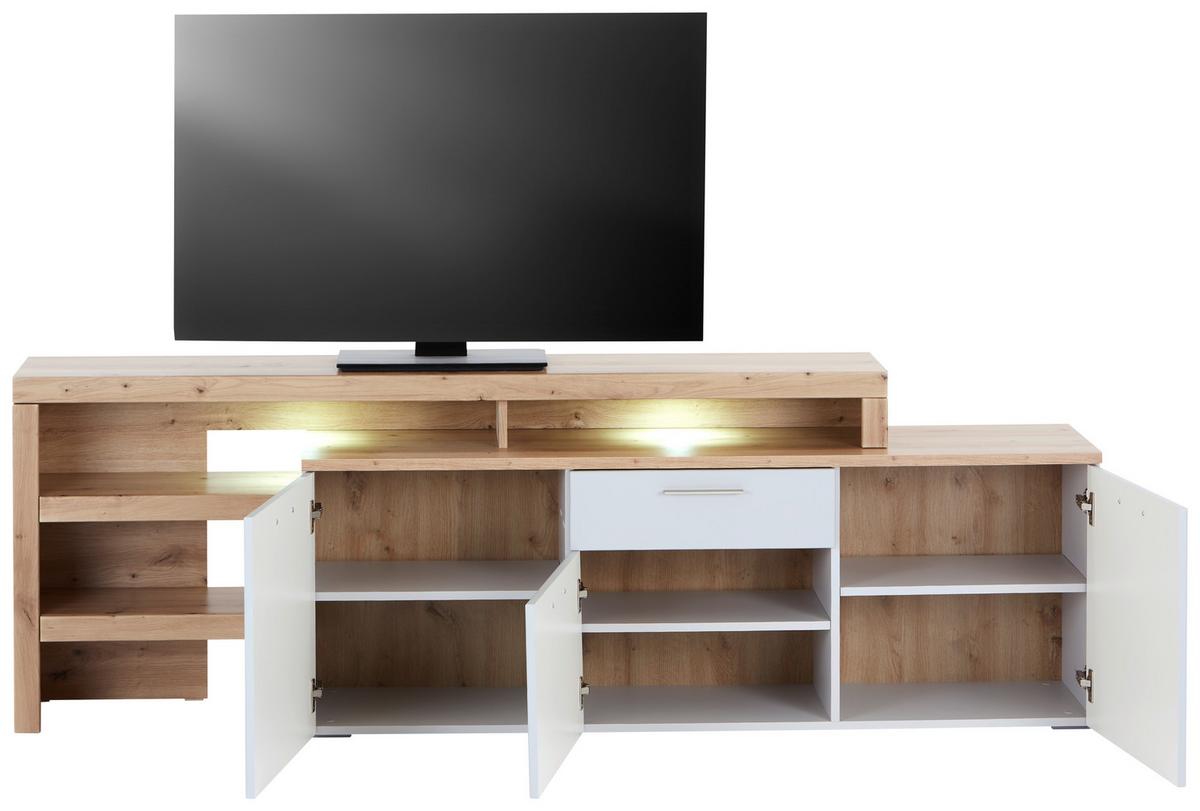 TV-Element Twin B: 205-278,2 cm Hellgrau/Eiche Dekor - Silberfarben/Hellgrau, MODERN, Holzwerkstoff (205-278,2/68,2/37,2cm)