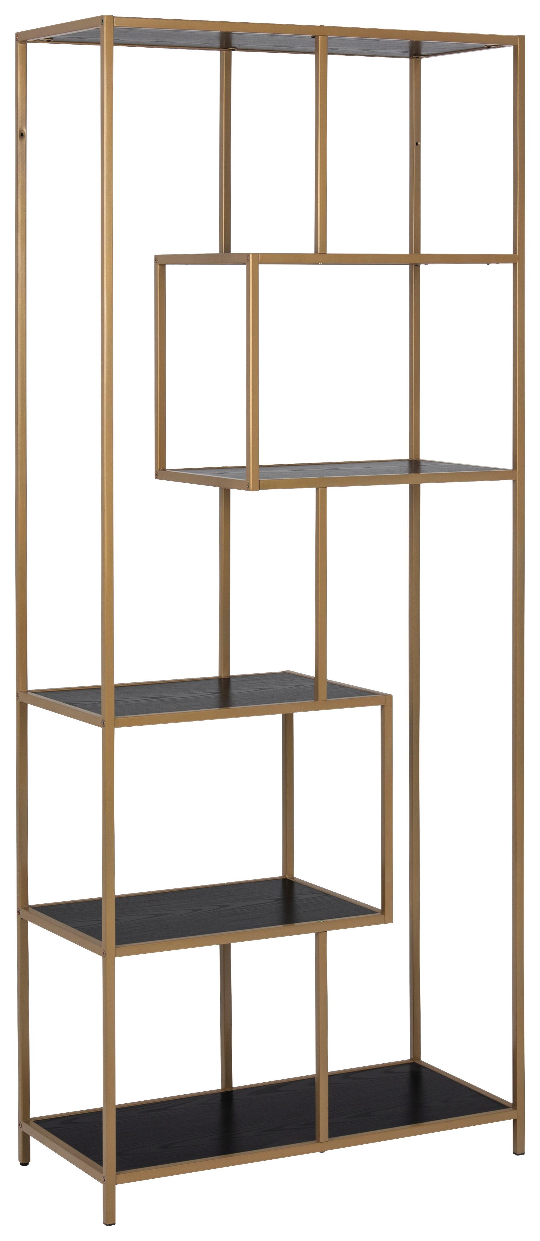 Regál Kovové Konstrukce Seaford Š: 77 Cm - černá/barvy zlata, Moderní, kov/kompozitní dřevo (77/185/35cm)
