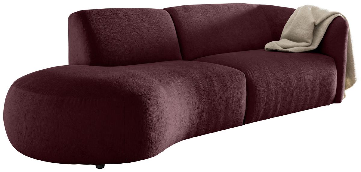 Ecksofa Jesi, Bordeaux S: 107x238 Cm - Bordeaux/Schwarz, MODERN, Textil (107/238cm) - Livetastic