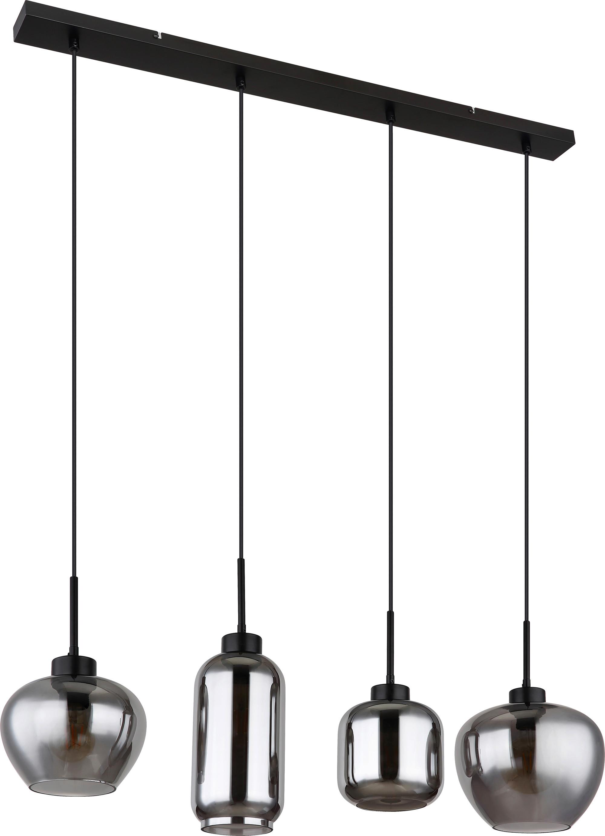 Hängeleuchte Lola H: 120 Cm 4-Flammig - Schwarz, ROMANTIK / LANDHAUS, Glas/Metall (99,5/24/120cm) - James Wood