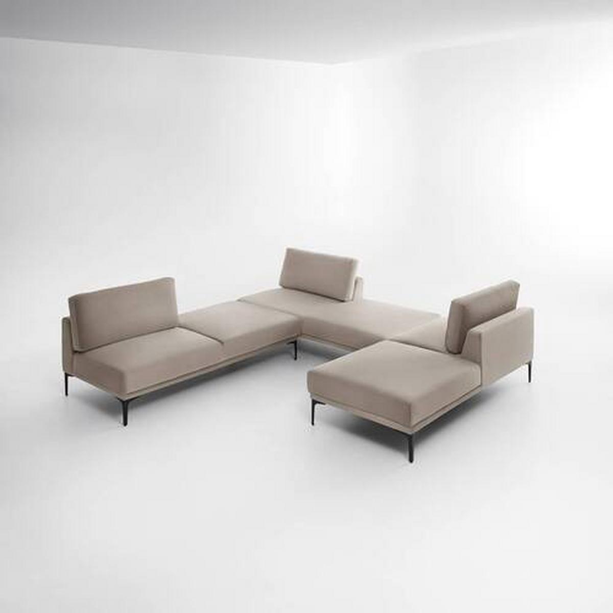 Lenoška TESSA béžová - černá/béžová, Moderní, kov/textil (180,5/82,5/88,5cm) - Bessagi Home