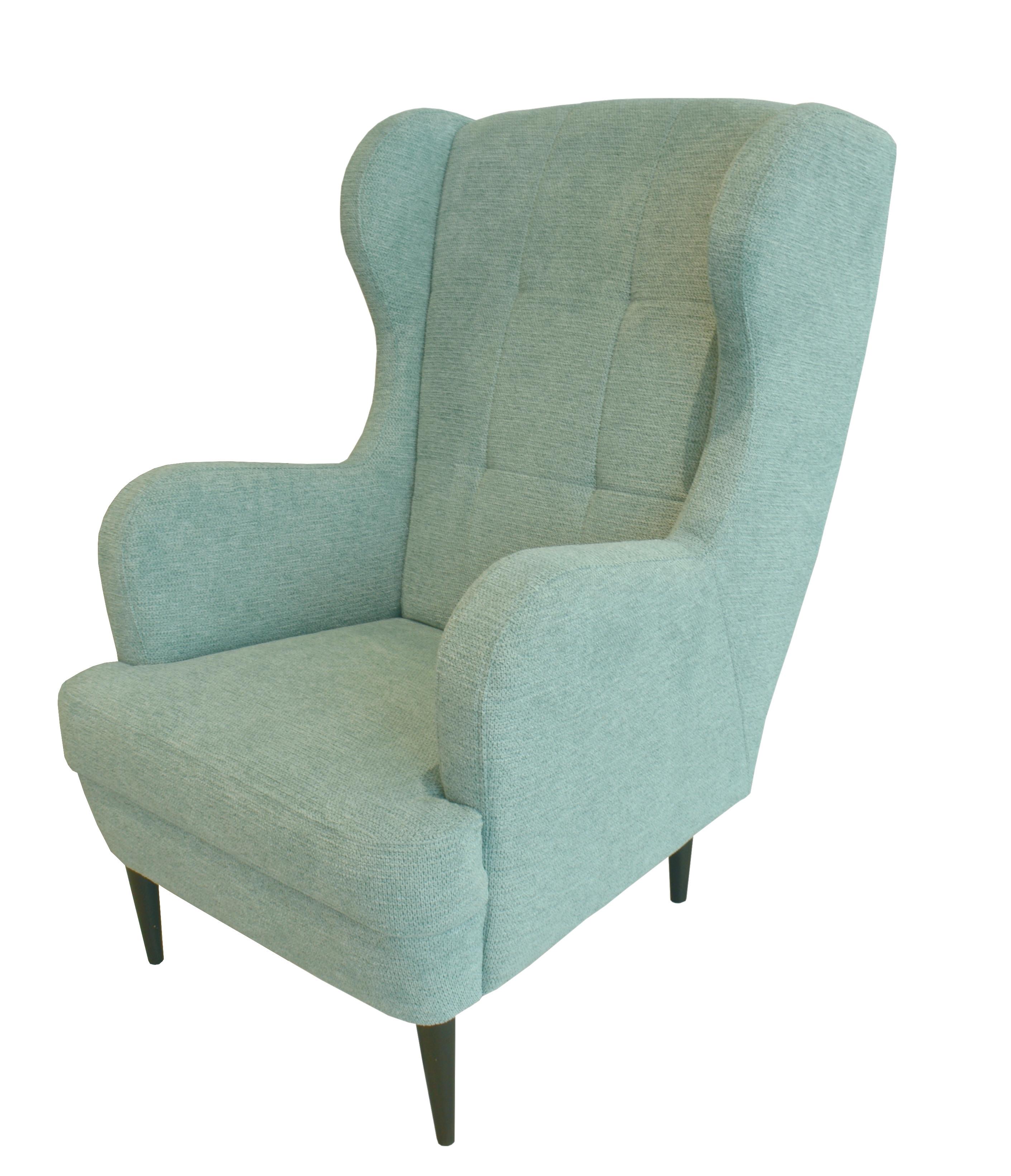 Křeslo ušák Luis tyrkysově zelená barva - černá/zelená, Basics, dřevo/textil (73/106/96cm)