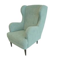 Křeslo ušák Luis tyrkysově zelená barva - černá/zelená, Basics, dřevo/textil (73/106/96cm)