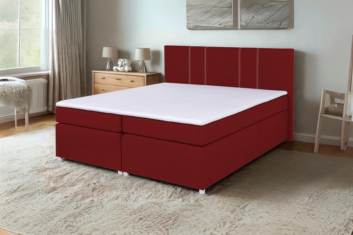 Boxspringbett Malta 200 200x200 Rot - Rot, MODERN, Holzwerkstoff/Textil (200/200cm)