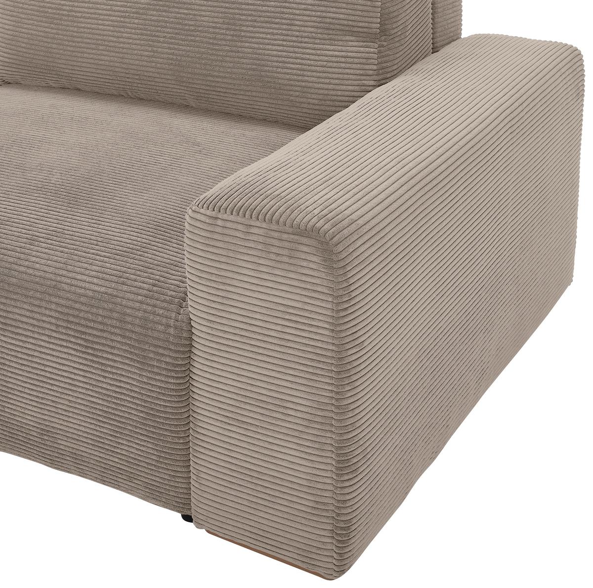 Schlafsofa Vouge Taupe Bettkasten, B: 255 Cm - Taupe/Buchefarben, KONVENTIONELL, Textil (255/86/123cm) - Livetastic