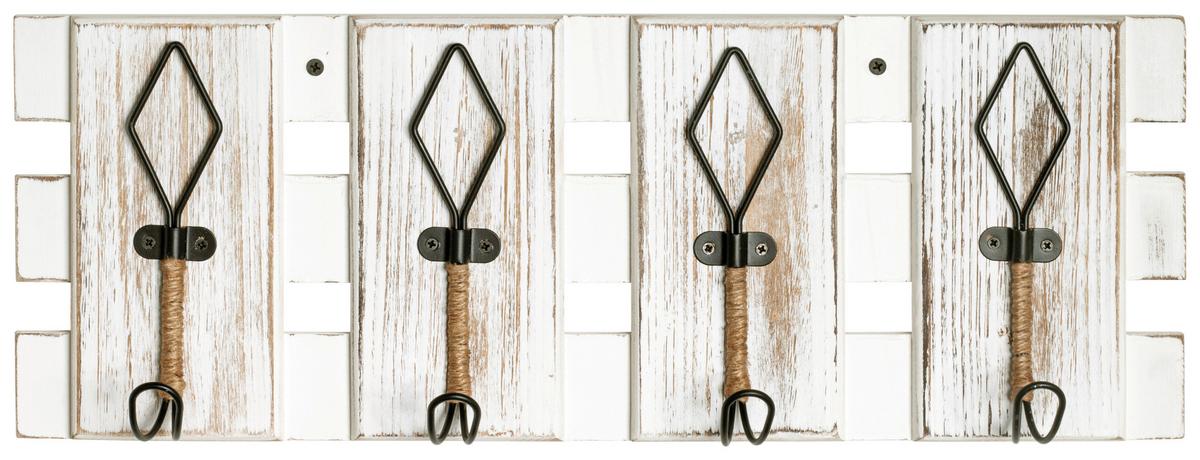 Hakenleiste Adria B: 55 Cm Im Vintagestil Mit 4 Haken - Schwarz/Weiß, MODERN, Holzwerkstoff/Metall (55/20/7cm)