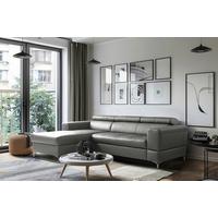 Ecksofa Torino Teilleder Anthrazit 173x247 - Anthrazit/Schwarz, Design, Leder/Textil (173/247cm) - Livetastic