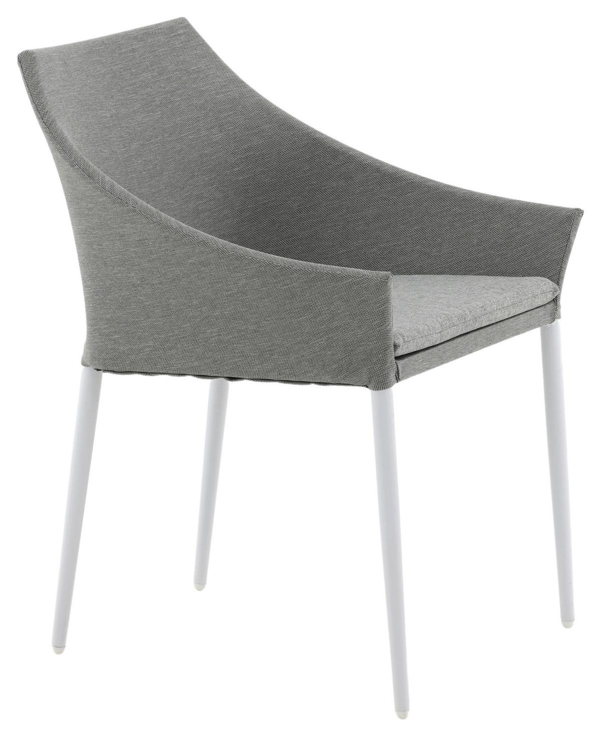 Gartensessel-Set 2-Tlg. Spoga Metall/Textil - Weiß/Grau, KONVENTIONELL, Textil/Metall (60/81/62cm) - Gardenson