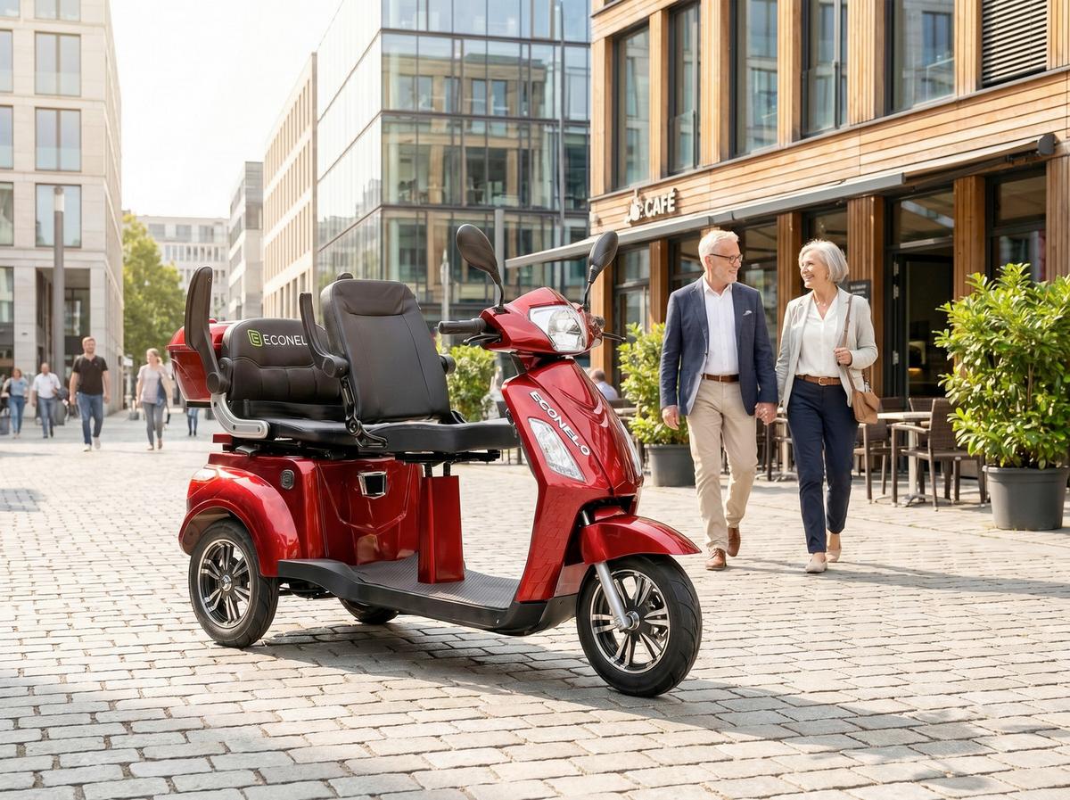 E-Seniorenmobil Billy 2.0 Blei-Akku, 3 Rad, 1000 Watt - Bordeaux, Basics, Metall (165/80/110cm)