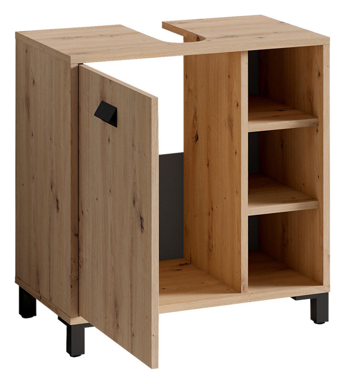 Waschbeckenunterschrank Wellness B: 60 cm Eiche Dekor - Anthrazit/Schwarz, MODERN, Holzwerkstoff (60/62/34cm) - MID.YOU