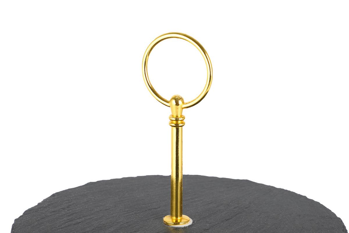 Etagere Rund Metall/naturstein D: 30/25/20 Cm 3-Stöckig - Goldfarben, Basics, Stein/Metall (30/25/20/35cm) - Echtwerk