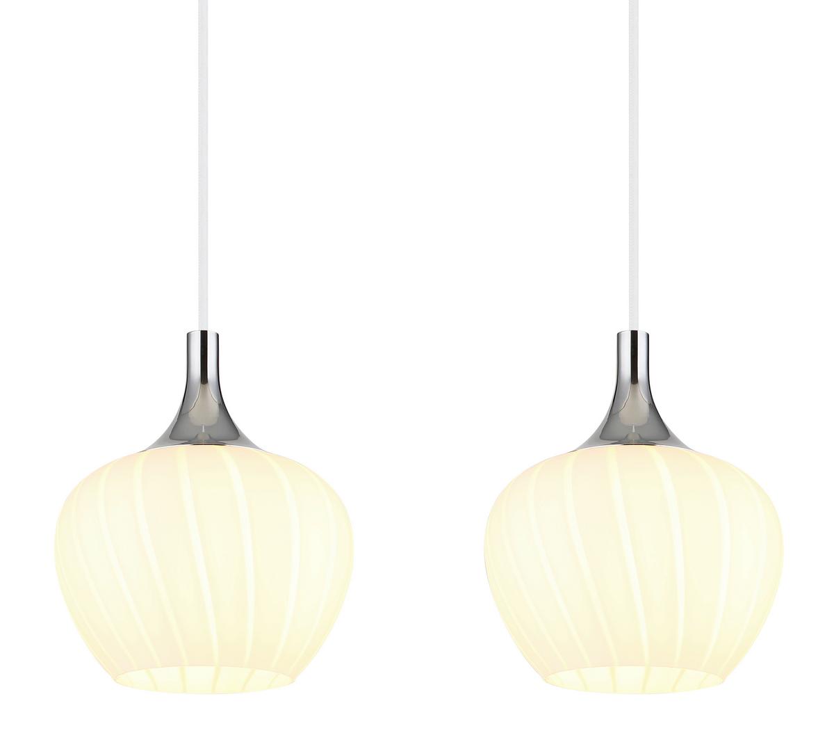 Hängeleuchte 15548-4hw - Chromfarben/Weiß, KONVENTIONELL, Glas/Metall (100/18/120cm) - Globo