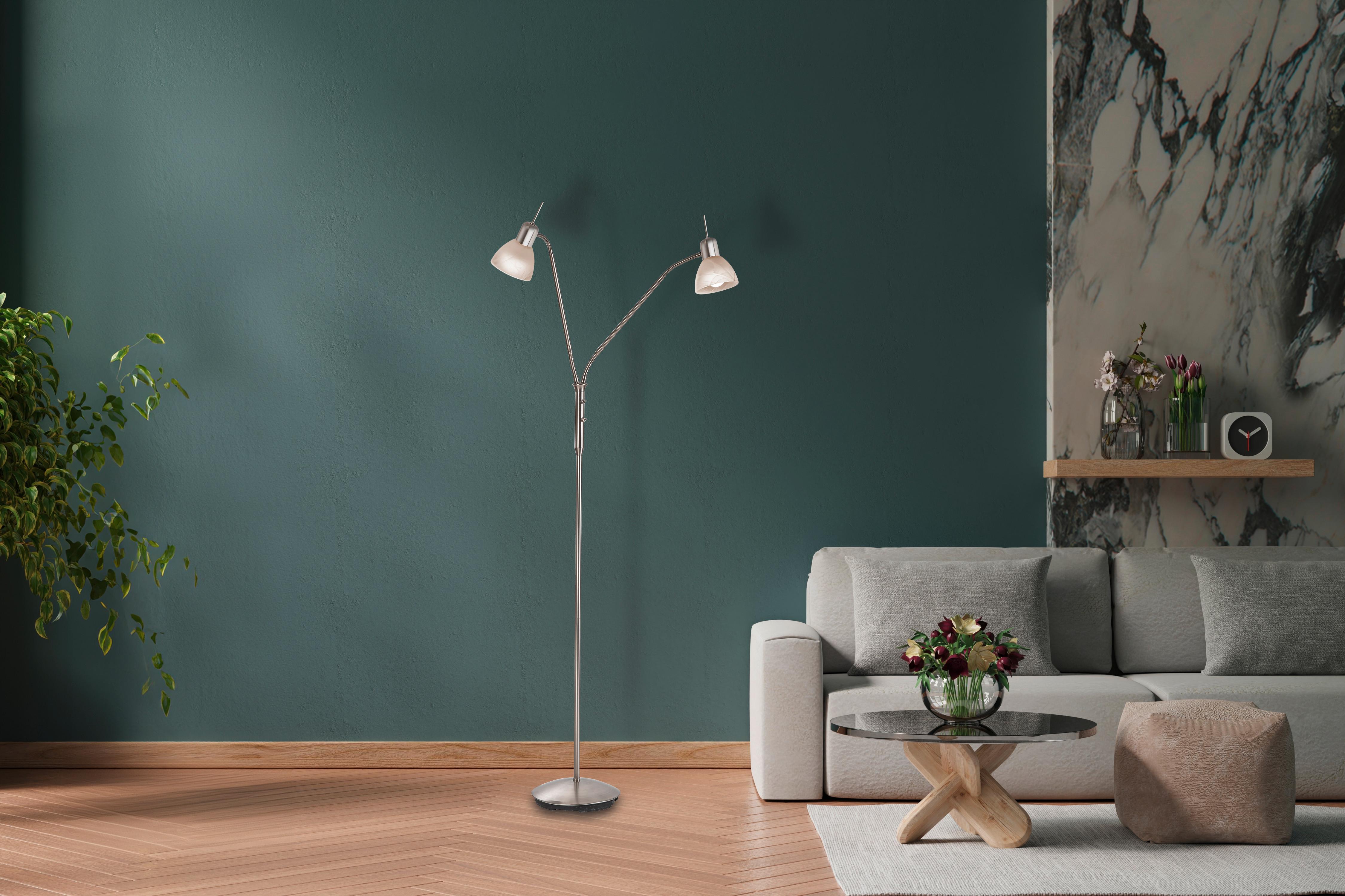 Stehleuchte 41890201 Daytona - Alabasterfarben/Schwarz, KONVENTIONELL, Glas/Kunststoff (45/150cm) - Globo