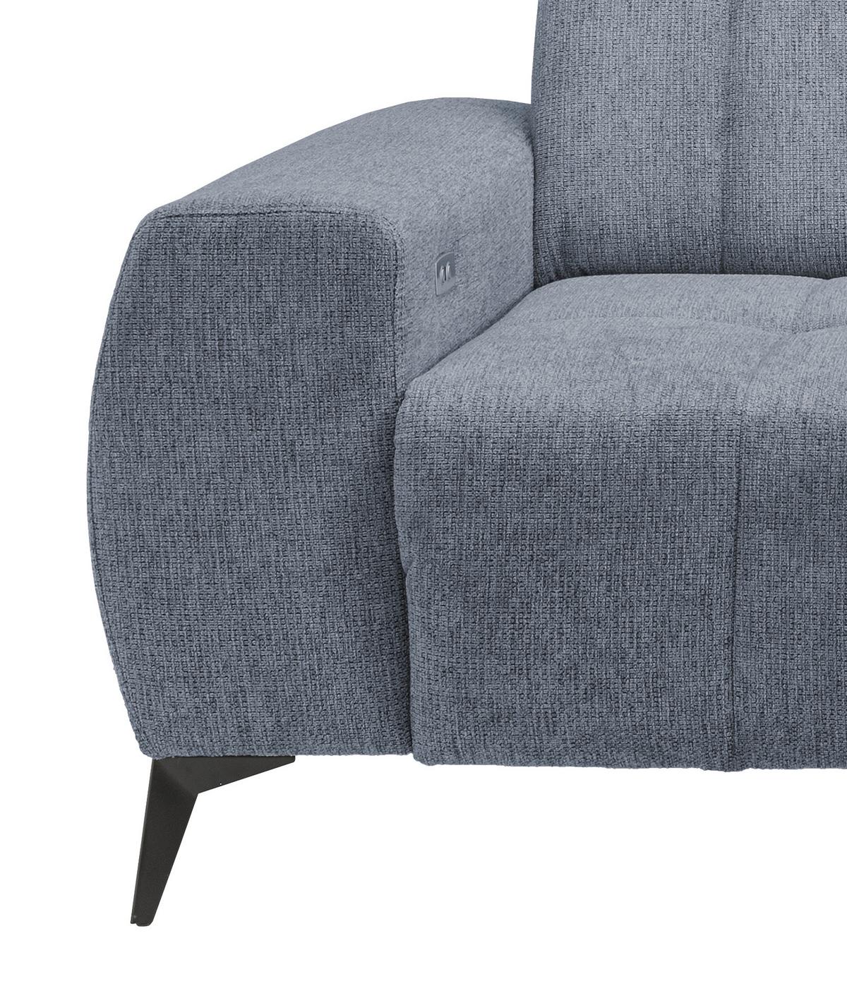 Ecksofa mit USB Anschluss Sano, Hellblau, S: 261x200 cm - Schwarz/Hellblau, MODERN, Textil (261/200cm) - Livetastic