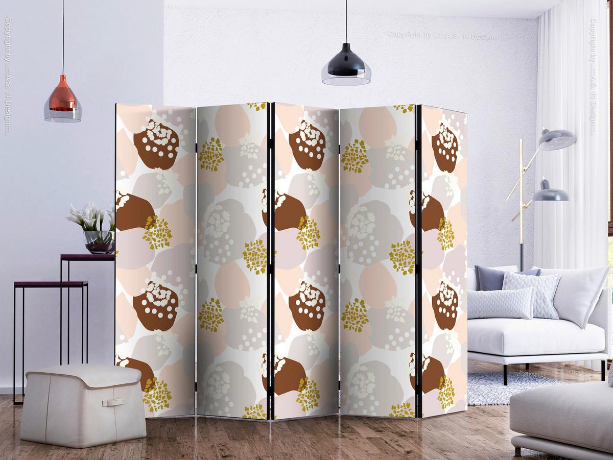 Paravent Braun Weiß B: 225 Cm - Braun/Weiß, Basics, Holz/Textil (225/172/3cm) - artgeist