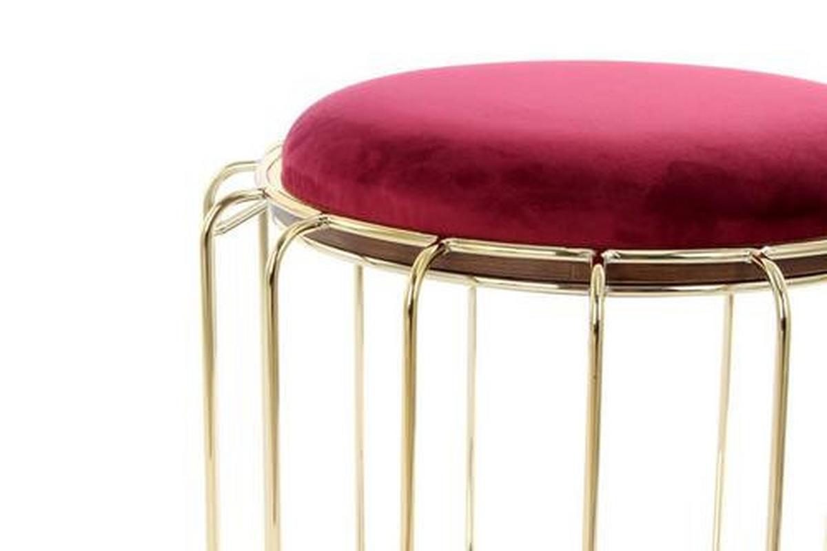 Beistelltisch/pouf 2 In 1 Comfortable Gold/rot - Rot/Goldfarben, Basics, Glas/Holzwerkstoff (50/50/45cm) - Kayoom