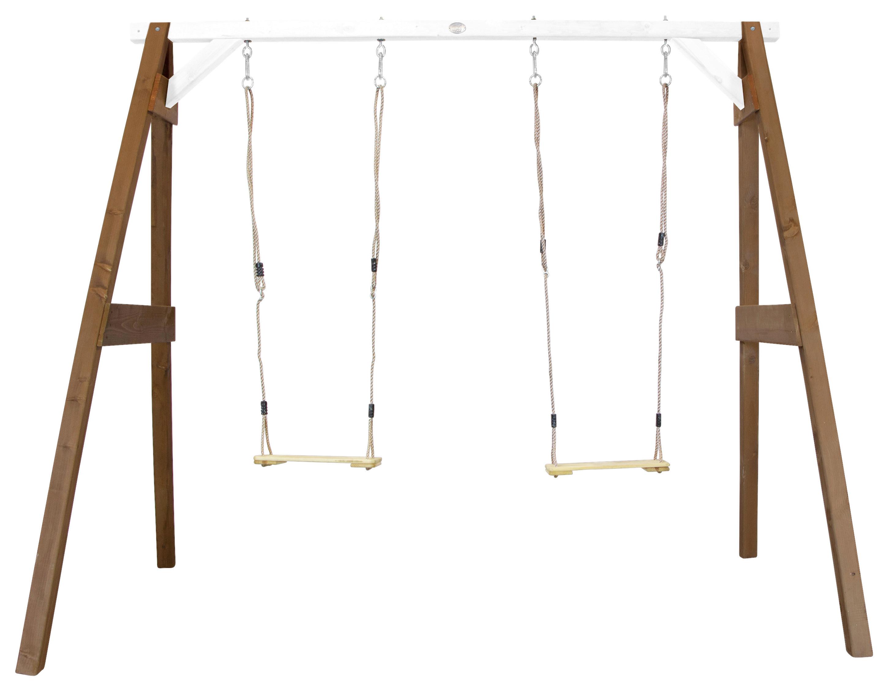 Schaukel A030.135.03 - Braun/Weiß, KONVENTIONELL, Holz (254/207/160cm) - Ambia Garden