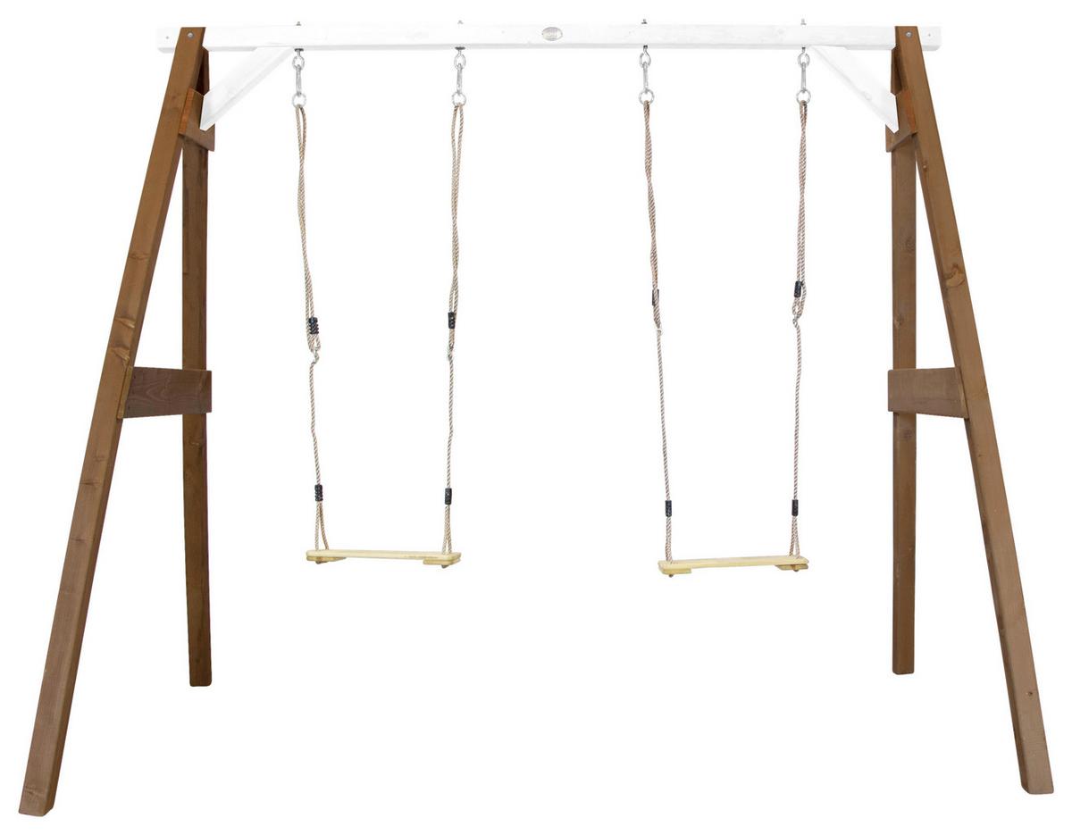 Schaukel A030.135.03 - Braun/Weiß, KONVENTIONELL, Holz (254/207/160cm) - Ambia Garden