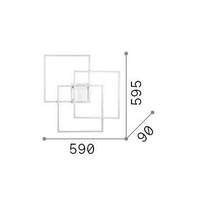LED-Deckenleuchte Bianco Weiß B: 59,5 cm - Weiß, Design, Kunststoff/Metall (59/59,5/9cm) - Ideal Lux