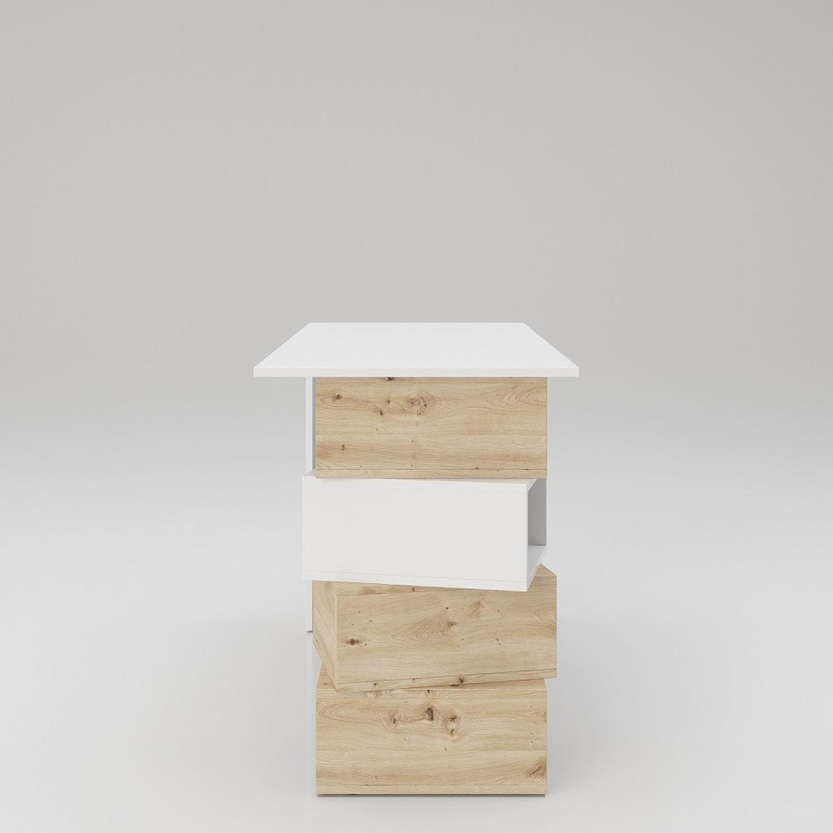 Schreibtisch B 75cm H 55cm Monza, Weiß - Eiche Artisan/Weiß, MODERN, Holz (120/75/55cm) - MID.YOU