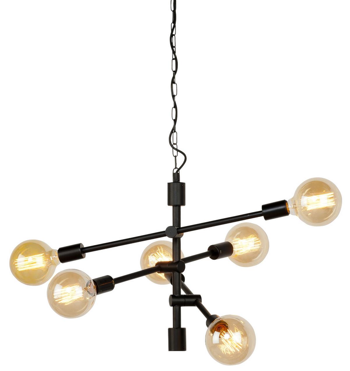 Hängeleuchte Nashville H: 248 cm 6-Flammig - Schwarz, Design, Metall (76/248cm) - It's about Romi