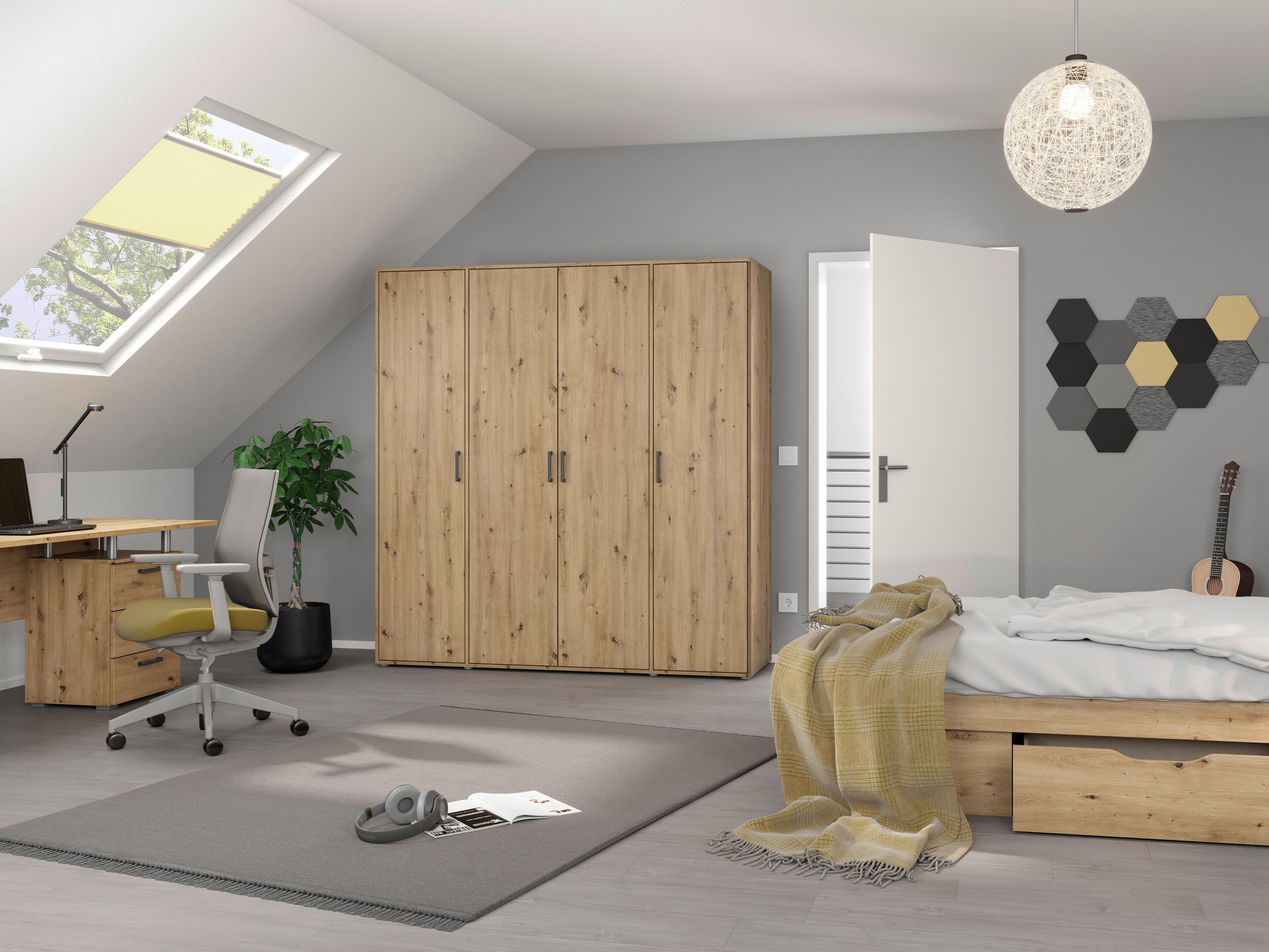 Drehtürenschrank Voyager Eiche Artisan B: 187 Cm - Eiche Artisan, MODERN, Holzwerkstoff (187/194/53cm) - Rauch Möbel