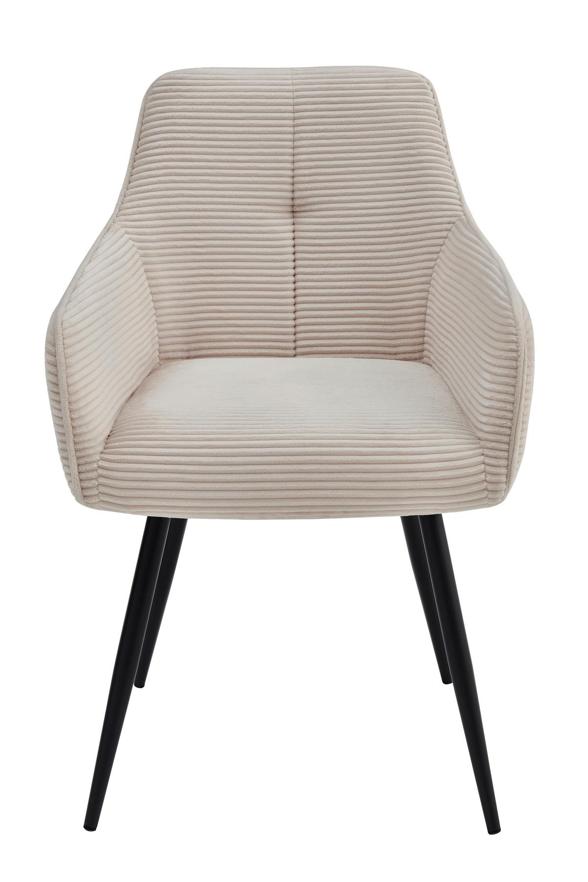 Armlehnstuhl-Set Verona II S 2er-Set - Beige/Schwarz, MODERN, Textil/Metall (55/85/61cm) - MID.YOU