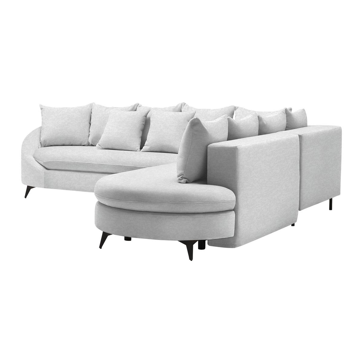 Rohová sedačka AXEL, pravá, stříbrná žinylka - barvy stříbra/černá, Moderní, kov/textil (291/250cm) - Mömax
