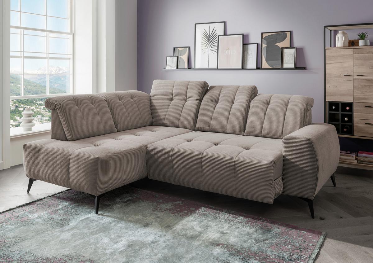 Ecksofa Mit Usb Anschluss Sano, Graubraun, S: 200x261 Cm - Graubraun/Schwarz, MODERN, Textil (200/261cm) - Livetastic