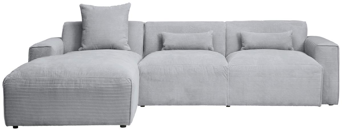 Ecksofa Mit Zierkissen Pearl Grau 196x303 Cm - Schwarz/Grau, Design, Textil (196/303cm) - Livetastic
