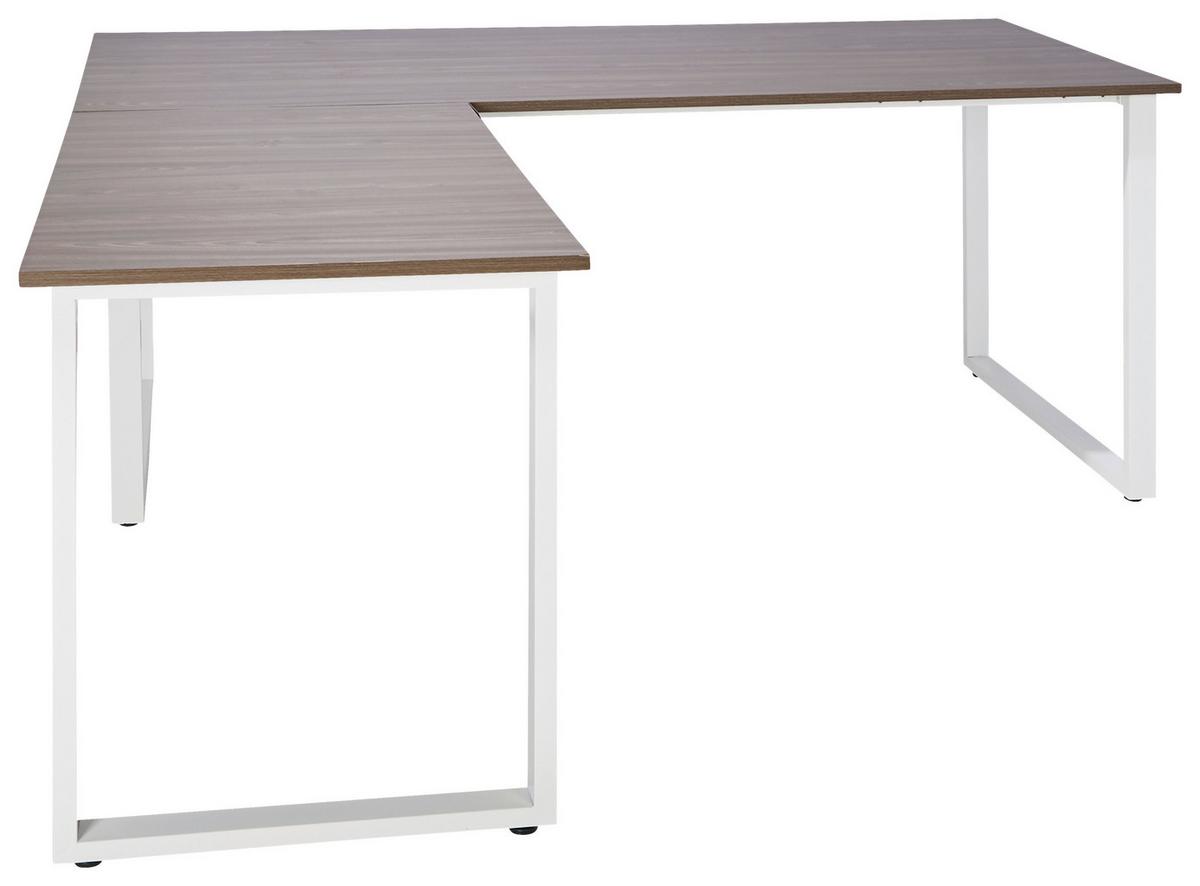 Eckschreibtisch Workspace XL I Grau/Weiß - Weiß/Grau, Basics, Holzwerkstoff/Metall (180/180/75,5cm) - MID.YOU