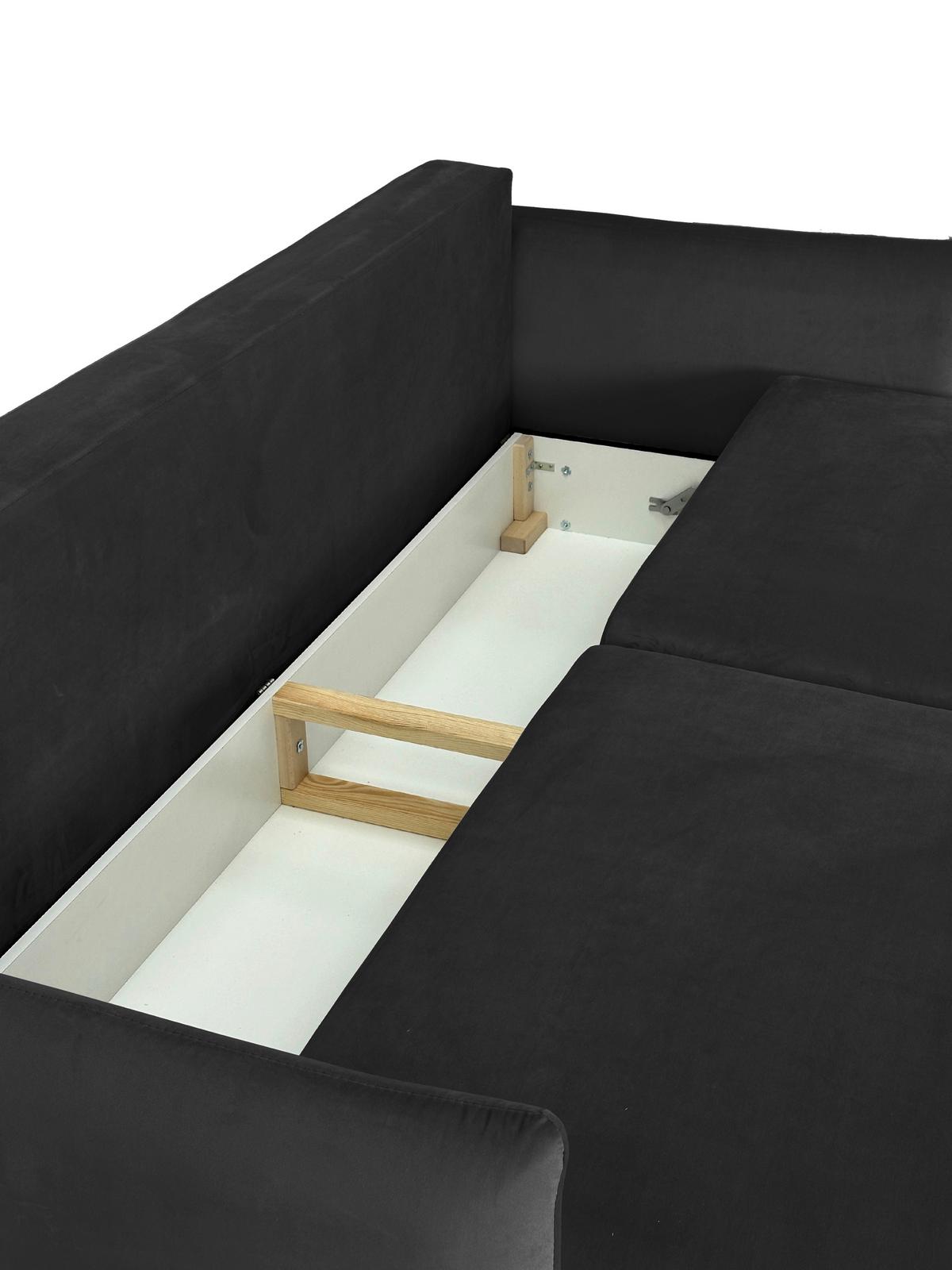 Schlafsofa Mit Bettkasten Orlando Grau B: 220 Cm - Schwarz/Grau, Design, Textil (220/96/102cm) - MID.YOU