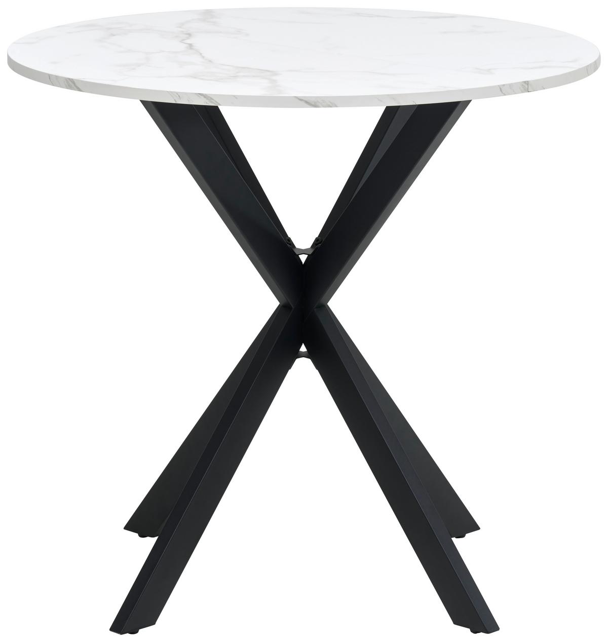 Esstisch Monte - Schwarz/Weiß, MODERN, Holzwerkstoff/Metall (80/80/75cm) - MID.YOU