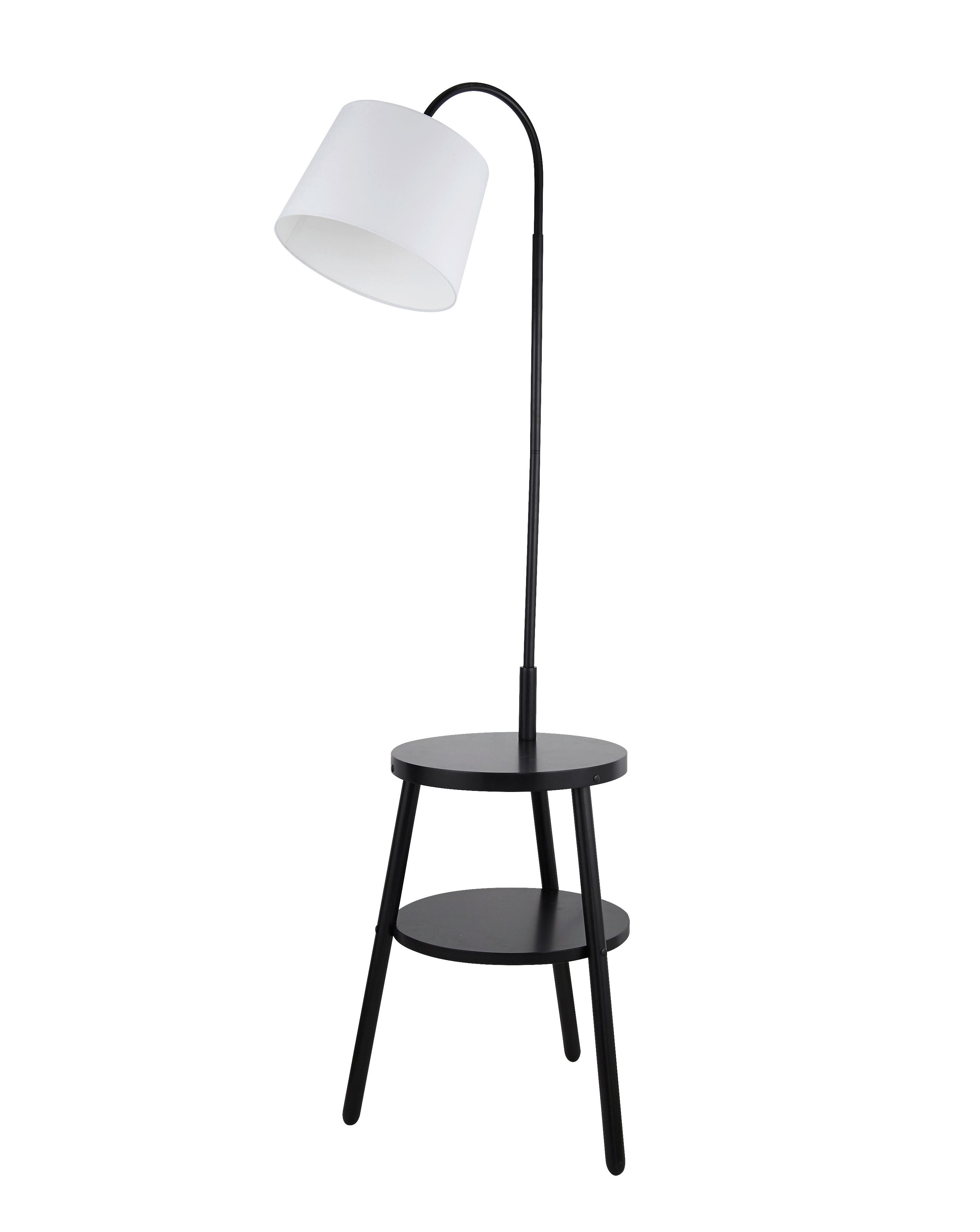 LED-Stehleuchte Eu74730bk - Schwarz/Weiß, Design, Holz/Textil (55/50/166cm)