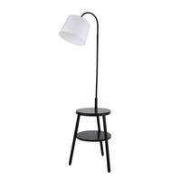 LED-Stehleuchte Eu74730bk - Schwarz/Weiß, Design, Holz/Textil (55/50/166cm)
