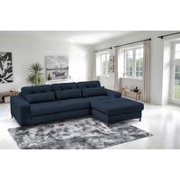 Ecksofa Bonito, Dunkelblau Schenkel: 255x176 cm - Schwarz/Dunkelblau, Design, Textil (260/176cm) - Livetastic