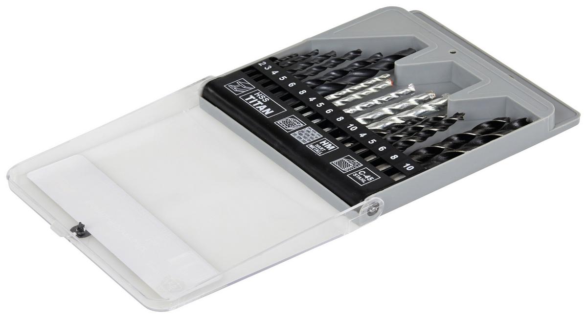 Bohrersatz 16-tlg. Ø 2-10 Mm Holz/stein/metall - Silberfarben/Graphitfarben, KONVENTIONELL, Metall