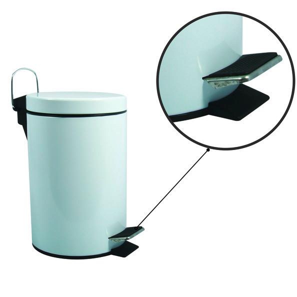 Treteimer Unis 3l Weiß Metall Dxh: 17x25 Cm - Schwarz/Weiß, Basics, Kunststoff/Metall (17/25cm)