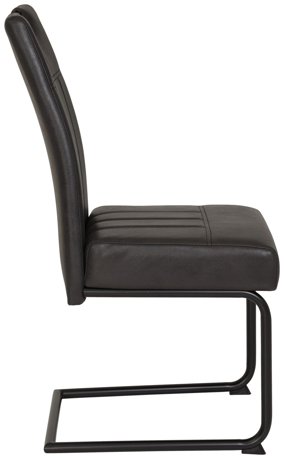 Szánkótalpas Szék Betty - fekete/antracit, Konventionell, textil/fém (43/99/60cm)