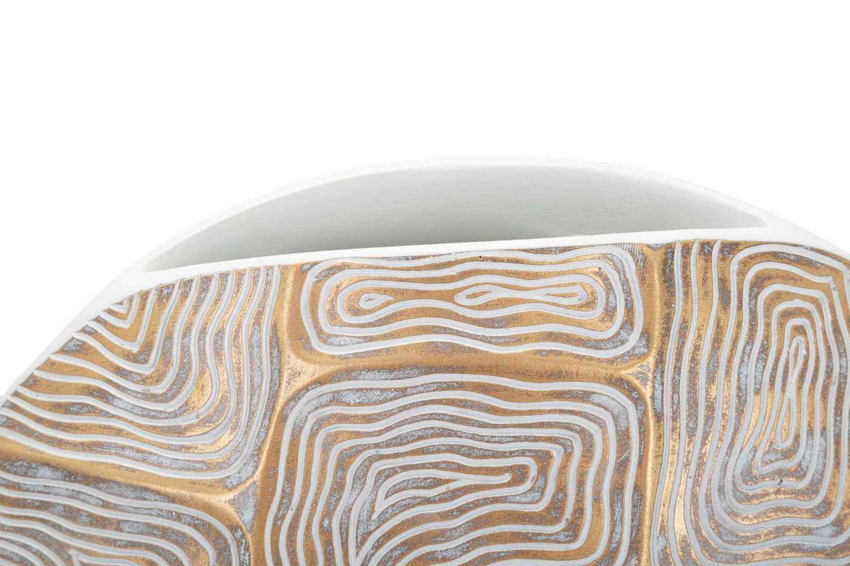 Vase Eclips Weiß, Goldfarben B: 36 cm - Goldfarben/Weiß, Basics, Kunststoff (36/34.5/11cm)